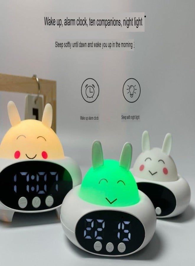 PASHANDOZ Rabbit Design Loud Alarm Clock with Bluetooth Speaker and Light Kids and Parents Bed Room Bed Side Desk Digital Watch Cartoon Design Smart Alarm Clock for Heavy Sleepers (Small) - Image 4